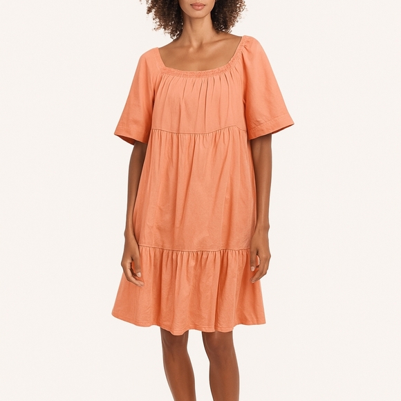 a.n.a Peach Tiered Mini Dress Size L - Picture 1 of 6